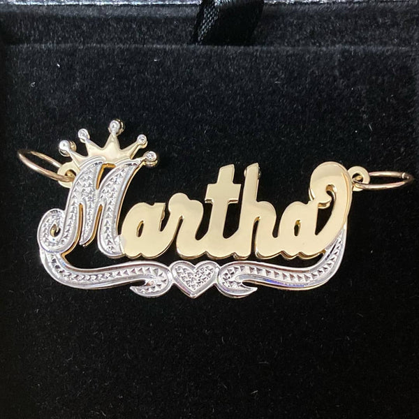 3D Princess Crown Nameplate Necklace