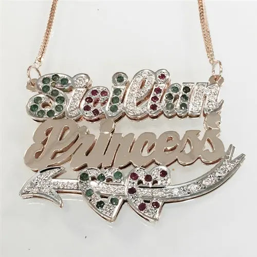 Hip Hop Two Name Necklace 3D – NamePlateDepot - Main Image