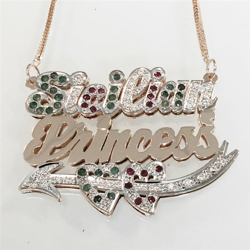 Hip Hop Two Name Necklace 3D