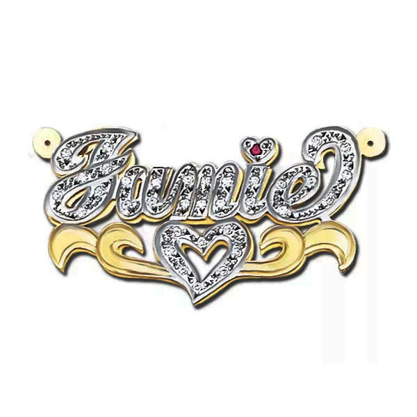 Custom 3D Nameplate Necklace with Birthstone Heart