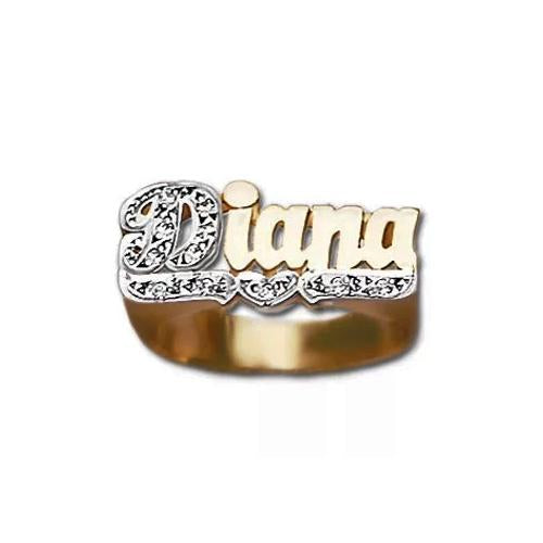 Custom Nameplate Ring with Diamond Cut Initial & Heart