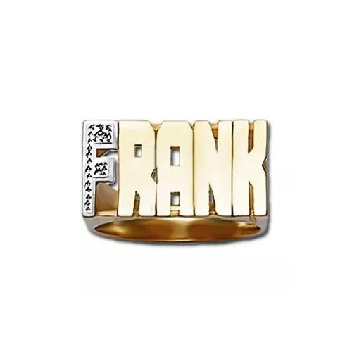 Gold 10K / 14K Gold Big Nameplate Ring Block Font 12mm