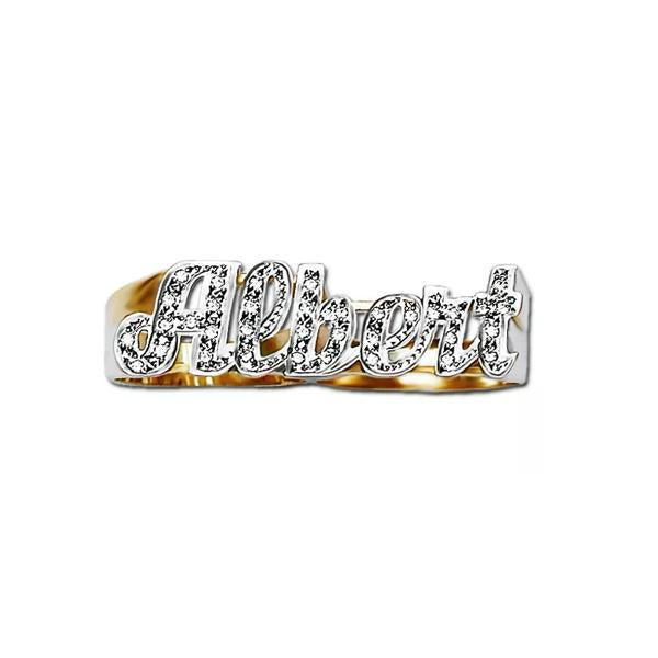 Gold Two Finger Big Nameplate Ring Fully Loaded 12mm