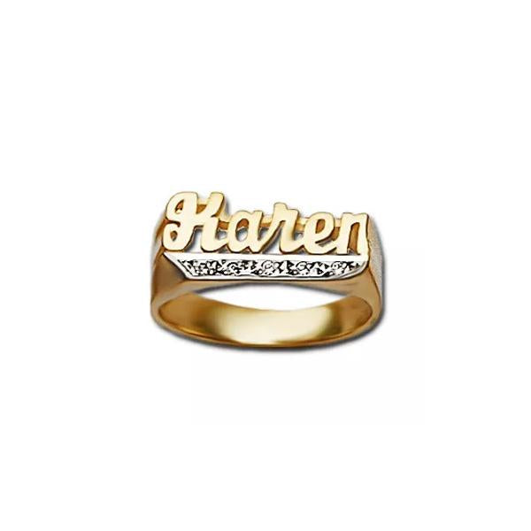 Customized Nameplate Ring with Cz