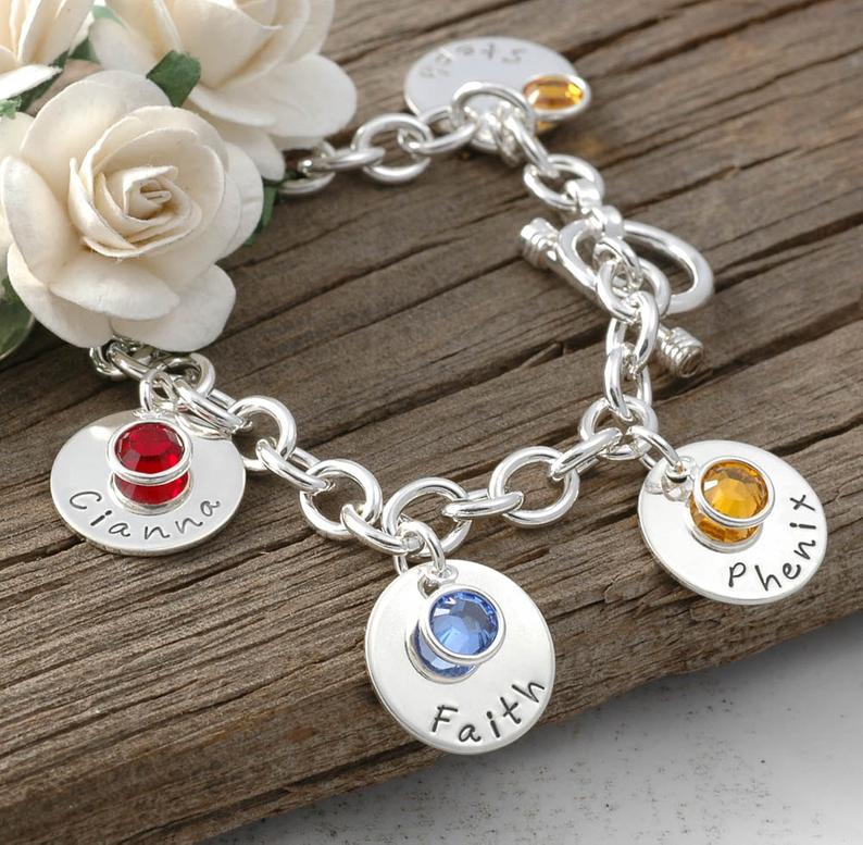 Grandmother Bracelet with Upto 13 Names and Birthstones