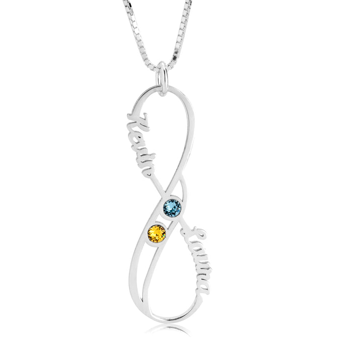 Custom Infinity Name Necklace with Birthstones | NamePlateDepot