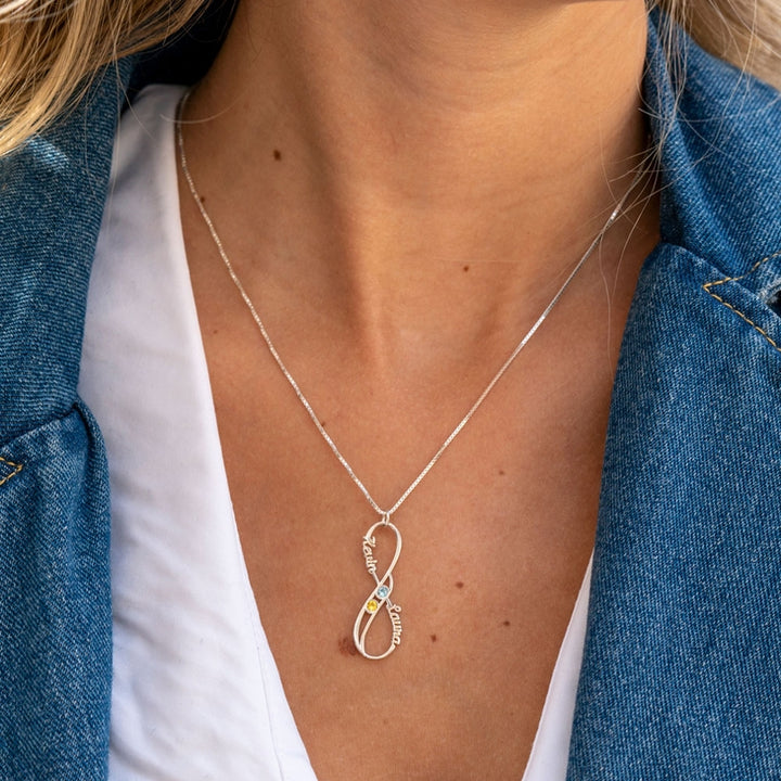 Custom Infinity Name Necklace with Birthstones | NamePlateDepot