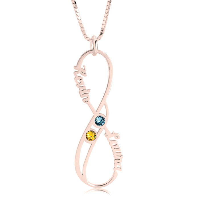 Custom Infinity Name Necklace with Birthstones | NamePlateDepot