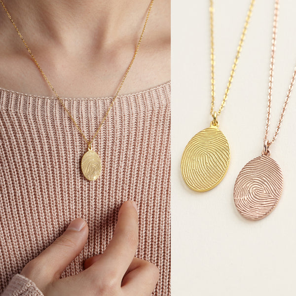 Actual Fingerprint Necklace Memorial Thumbprint Jewelry