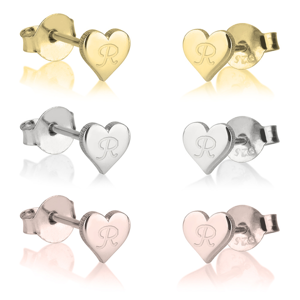 Customizable Heart-Shaped Stud Earrings