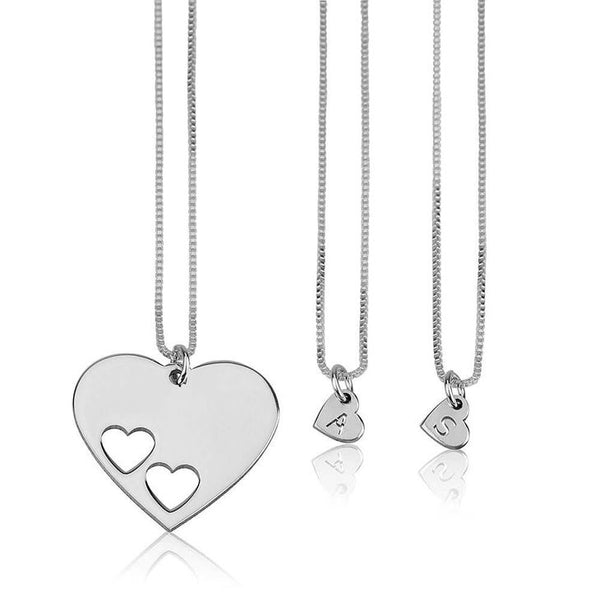 Personalized  Mother Daughter Necklace Set