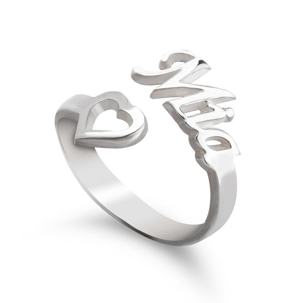 Elegant Name Ring with Heart