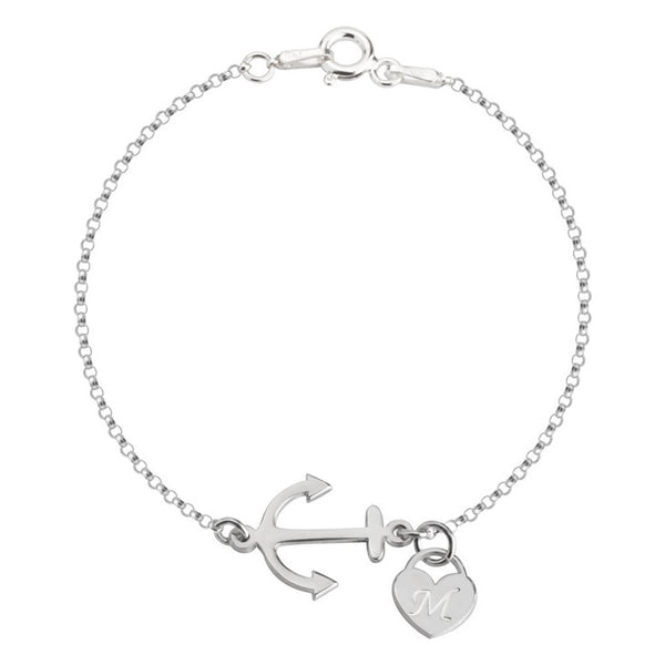 Nautical Anchor Bracelet with Custom Initial
