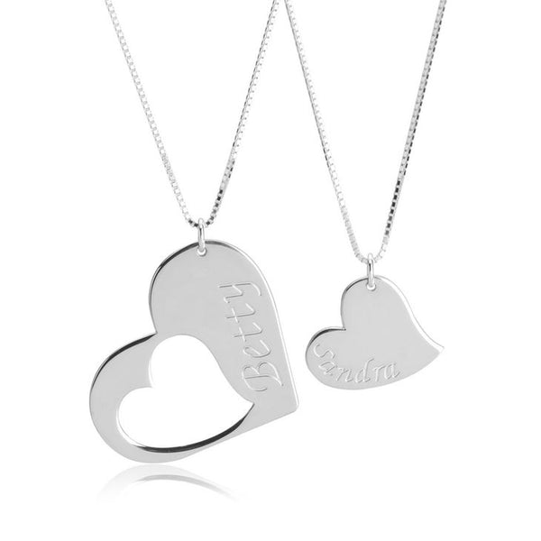Custom Luxury  Mother Daughter Heart Necklace Set