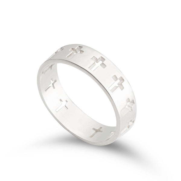 Personalized Cut Out Cross Ring