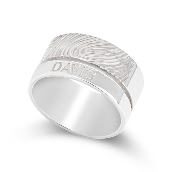 Memorial Fingerprint Ring with Name