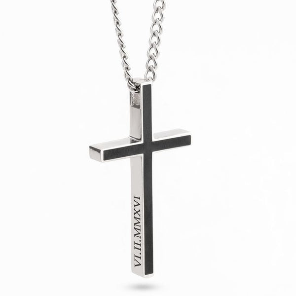 Modern Engraved Cross Necklace for Men