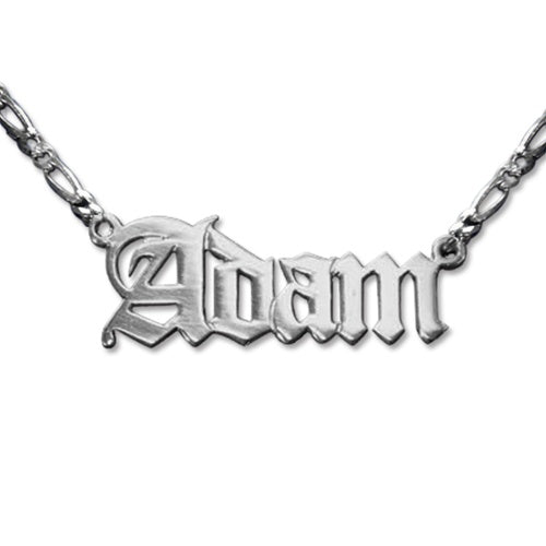 Old English Silver Name Necklace