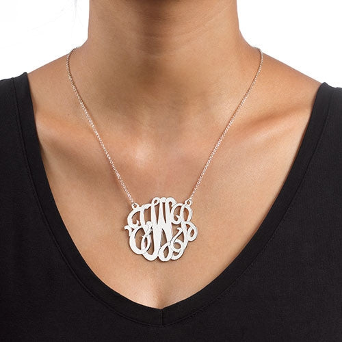 monogram necklace with wedding dress