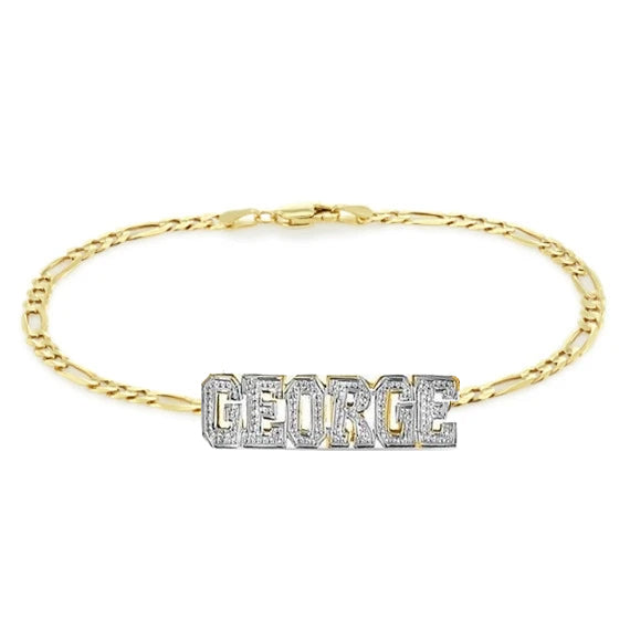Custom Gold Block Double Name Bracelet
