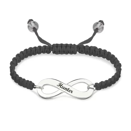 Engraved Infinity Cord Bracelet