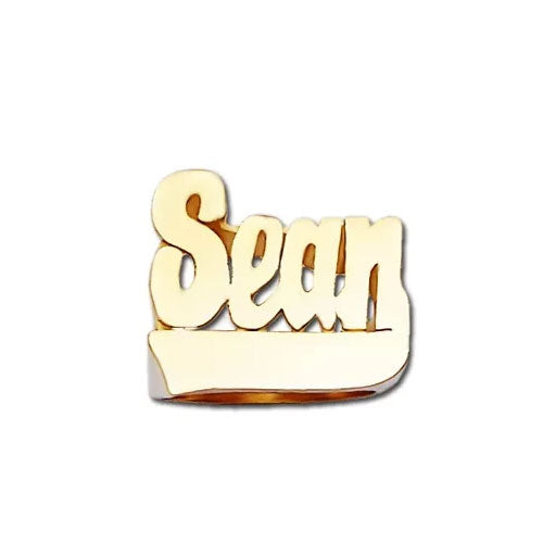 Real Gold Name Ring 19mm  1/4 Inch High Top