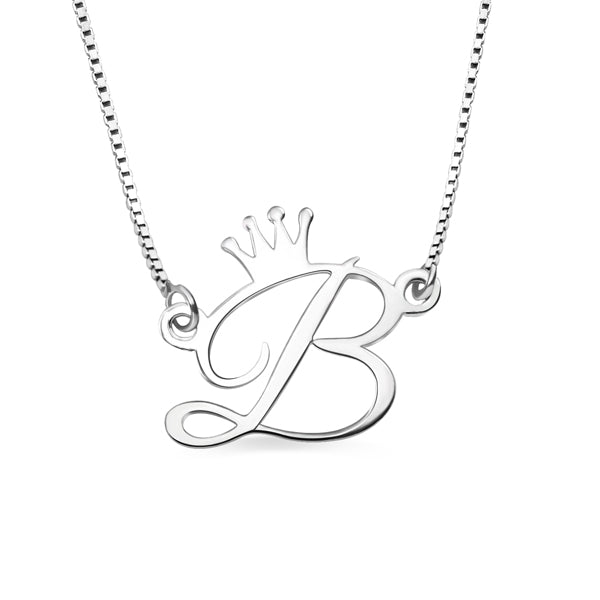 Princess Initial Crown Necklace