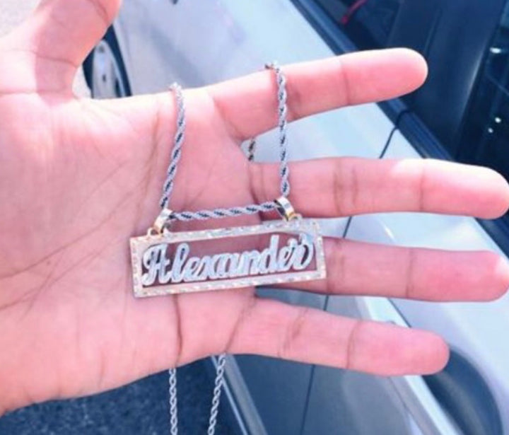 Mens gold nameplate necklace Clearance