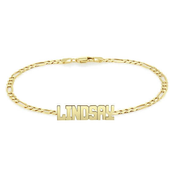 Real Gold Block Name Bracelet