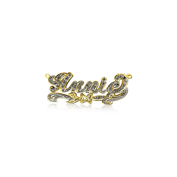 Personalized Necklace Name Plate Extra Big with 20 CZ