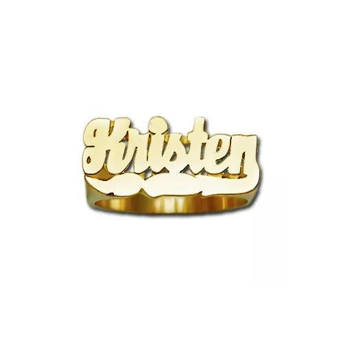 Curssive Font Name Ring with Swirl