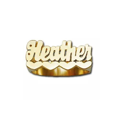 Gold Custom Name Ring Polished Finish Hearts 10mm