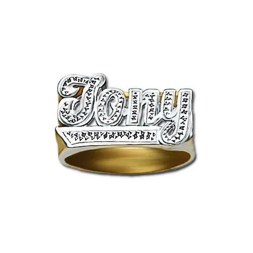 Big Nameplate Ring Diamond Cut 12mm