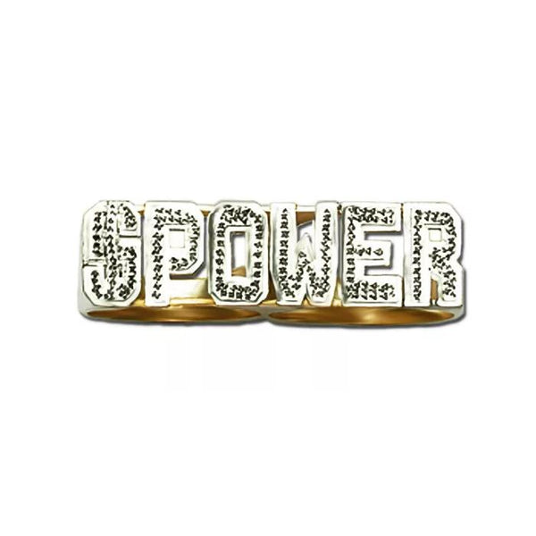 Gold 2 Finger My Name Ring with Block Capital Letters 12mm