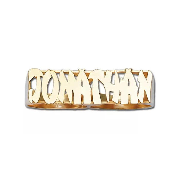 Personalized  Double Finger Name Ring