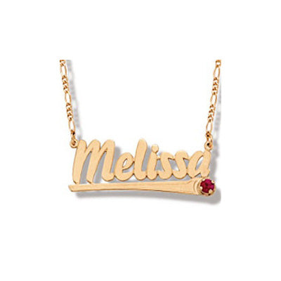 Gold Birthstone Nameplate Necklace