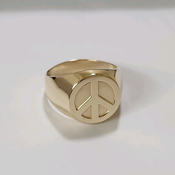peace symbol signet ring